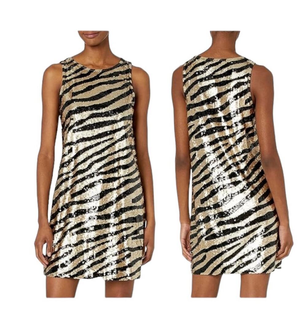 Sexy Trina Turk Women's Zebra Sequin Dress Size  New